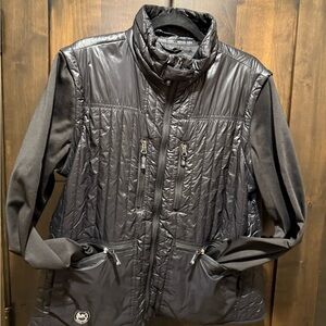 Michael Kors Black Quilted Womens Puffer Jacket/removable sleeve XL EUC